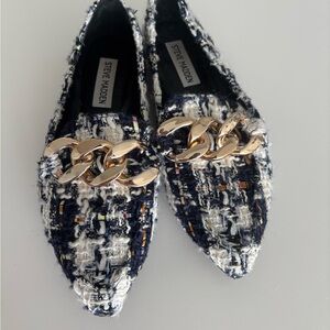 Steve Madden Women's Tweed Loafers - Black, White, and Gold